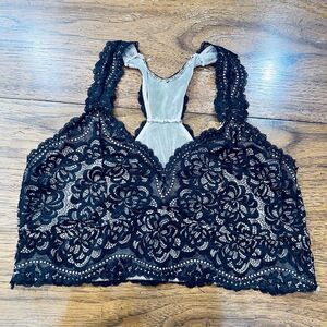 Torrid Curve Women's Size 2 Black Lace Racerback Bralette Unlined Mesh Bra 2X